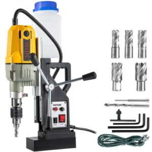 VEVOR Taladro Magnético 1100W Taladradora Magnético Profesional 11 kg 6 PCS Taladro de Núcleo Magnético Taladradora Magnético Profesional Taladro Magnético con Conexión al Cuello Base Magnética