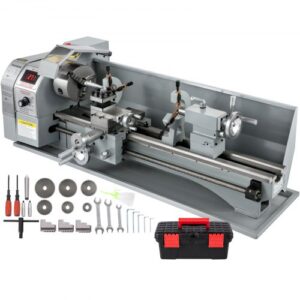 VEVOR Torno de Metal 1100W 220x750mm Torno de Trabajo de Metal Velocidad Variable 50-2250 RPM Contrapunto MT2 Mini Torno de Metal de Precisión para Torneado de Metales, Husillos, Prototipos, Modelos