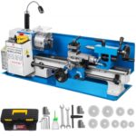 VEVOR Torno de fresado de precisión 180x350 mm Velocidad variable 50-2500 rpm Mini kit de torno de metal con lámpara móvil Motor de 550 W Máquina resistente para trabajos de precisión Trabajo en fábri