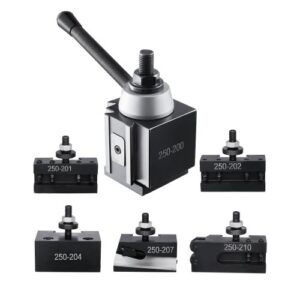 VEVOR 6 PCS Juego de Postes de Herramientas con Portaherramientas de Torno, Poste de Herramientas Tipo Cuña con Accesorios de Portaherramientas de Torneado para Minitorno y Torno de Metal de 254-381mm