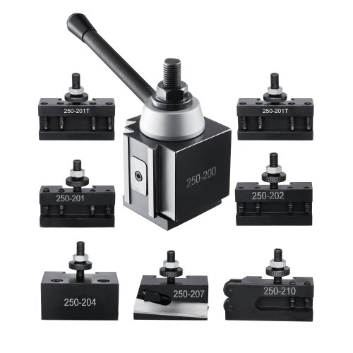 VEVOR Juego de Portaherramientas de Cambio Rápido, 8 Piezas, Poste de Herramienta con Accesorios de Portaherramientas de Torneado, apto para Minitorno y Torno de Metal de 254 a 381 mm