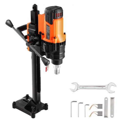 Taladro de núcleo VEVOR, taladro de núcleo de diamante de 0,8 a 7,9 pulgadas de diámetro con soporte, taladro de núcleo de hormigón resistente de 3000 W, uso en seco y húmedo, sin sello de agua, para hormigón, ladrillo, mármol