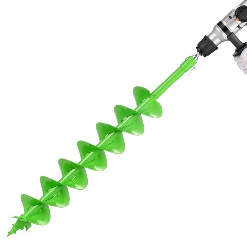VEVOR Broca Helicoidal para Plantar Ø 120 × 790 mm Compatible con Taladros de 20 mm de Diámetro Interior, Herramienta para Plantar Bulbos, Accesorios para Perforar Postes y Cercas de Jardín, Verde