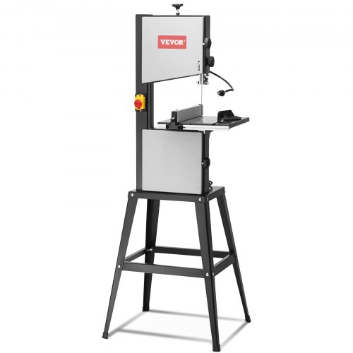 VEVOR Sierra de Cinta con Soporte, 9,65 Pulgadas, Sierra de Cinta de Sobremesa de Dos Velocidades de 506 RPM/920 RPM, Motor de 370 W y 1/2 HP, Altura de Corte de 6'', Longitud de Hoja de Sierra de 72,13'', con Guía y Calibre de Inglete, para Carpintería, Aluminio y Plástico