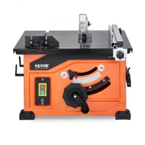 VEVOR 1200 W Sierra de Mesa Portátil de 59 x 46 x 37 cm con Hoja de Sierra de 24 Dientes, Capacidad Máxima de Corte de 225 mm, Velocidad de Corte de 4800 RPM para Carpintería y Fabricación de Muebles