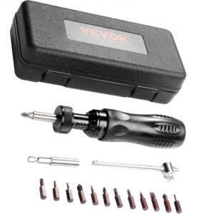 VEVOR Destornillador Dinamométrico Digital con Accionamiento de 1/4" con Pantalla LCD Rango de Par 1,13-7,91 Nm Juego de Brocas de Destornillador Dinamométrico con Escala