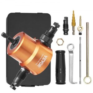 VEVOR Mordisqueador de Chapa de Doble Cabezal Taladro Eléctrico Giratorio 360° Cortador de Placa 1500-3000 RPM Espesor de Corte 1,6 mm Cizallas de Chapa en Taladro para Cortar Metales Plástico Madera