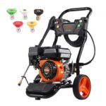 VEVOR Lavadora de Alta Presión a Gas Vertical 3950 PSI 2,6 GPM Limpiador de Alta Presión 10 L/min con Bomba de Cobre, Pistola Rociadora, Varilla de Extensión, 5 Boquillas para Casas, Vehículos