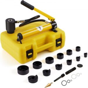 VEVOR Kit de Perforación Hidráulica Presión de 10 T con 6 Punzones Perforadora Hidráulica Manual con Maletín Portátil Kit de Perforadora Hidráulica 12,7-50,8 mm para Metal Acero Aluminio Plástico