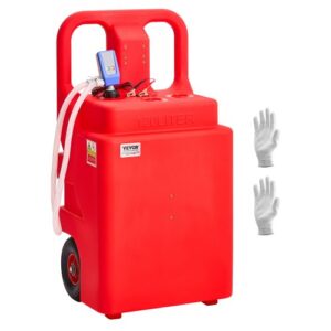 VEVOR Tanque de Combustible 540x465x1070 mm 121,13 L con Bomba de Transferencia de Combustible Eléctrica, Manguera de 1,2 m, Boquilla con Sensor de Parada Automática, para Gasolina y Diésel, Rojo