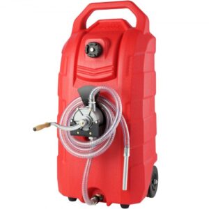 VEVOR Tanque de Combustible Portátil con Ruedas 60 L Bidón de Gasolina 7,8 L/min con Bomba Manual, Transferencia de Combustible para Gasolina, Diesel, Aceite, Máquina, Cortacésped, Coche, Tractor