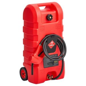 VEVOR Tanque de Combustible Portátil con Modos de Bomba Manual y por Gravedad, Manguera de Suministro de 10 pies, Contenedor de Tanque de Combustible con Ruedas para Lanchas para Gasolina y Diésel
