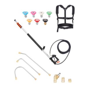 VEVOR Varilla Telescópica para Hidrolavadora, 6358 mm, 4000 PSI, con Varillas de Extensión, Acoplador Pivotante, 7 Puntas de Boquilla Rociadora y Arnés de Soporte Ajustable, 175 x 45 x 1393 mm