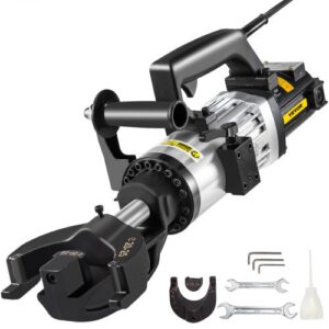 VEVOR Dobladora de Varillas de Refuerzo Hidráulica Eléctrica, 1500 W, hasta 10-25 mm en 4 Segundos, Acero de Alta Potencia con Caja de Herramientas y Lata de Aceite, Negro y Rojo, 560 x 170 x 220 mm
