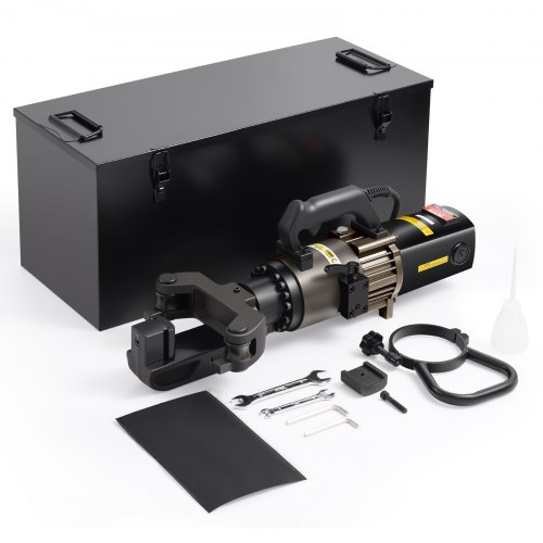 VEVOR Dobladora de Varillas de Refuerzo Hidráulica Eléctrica, 2000 W, Dobla hasta 20-32 mm en 5 Segundos, Acero de Alta Potencia con Caja de Herramientas y Lata de Aceite, Negro, 640 x 220 x 250 mm