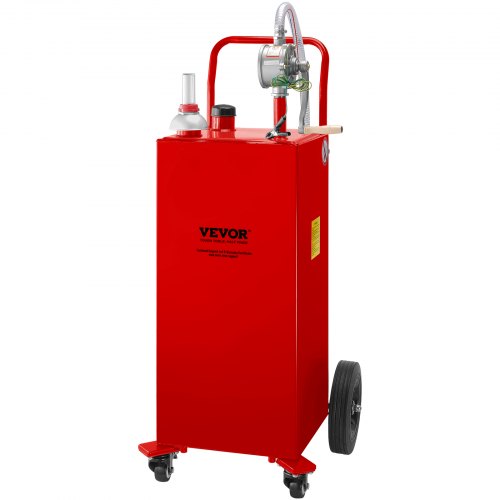 VEVOR Tanque de Almacenamiento de Gasolina de 4 Ruedas 132,5 L Bomba de Transferencia Manual Tanque de Combustible Gasolina Diesel para Automóviles, Cortadoras de Césped, Vehículos, Barcos, Rojo