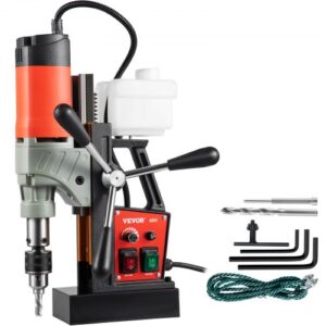 VEVOR Taladro Magnético 1200 W 40 mm Taladro de Base Magnética Núcleo Magnético Taladradora Magnético Profesional Taladro Magnético con Conexión Al Cuello Fuerza Máxima Taladro Electromagnético