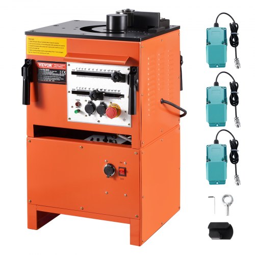 VEVOR Dobladora de Varillas de Refuerzo Hidráulica Portátil Eléctrica 2 en 1, 1700 W, 3 Ángulos de Doblado hasta 4-25 mm en 4 Segundos, Acero de Alta Potencia con Accesorio, 450 x 500 x 790 mm