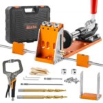 VEVOR Kit de Plantilla para Orificios Ocultos con Llave y Puntas Cuadradas Plantilla de Taladro con Guía para Pasadores para Taladrar Orificios Ocultos Guía de Taladro para Carpintería