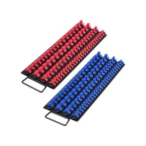 VEVOR Kit de Organizador de Dados Portátil, 2 PCS de Bandejas de Enchufes Métricos SAE de 1/4'', 3/8'', 1/2'', Capacidad de 160 Enchufes con Mango y Base de Acero para Cajón de Caja en Herramientas