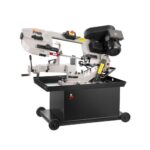 VEVOR Sierra de Cinta Horizontal 121 x 65 x 106 cm para Corte Horizontal y Vertical de Metal con Motor de 1,1 kW, Base Giratoria, Ajuste de Ángulo de 0 a 45°, Velocidad Variable, para Metal, Madera