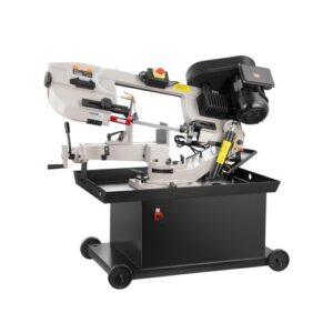 VEVOR Sierra de Cinta Horizontal 121 x 65 x 106 cm para Corte Horizontal y Vertical de Metal con Motor de 1,1 kW, Base Giratoria, Ajuste de Ángulo de 0 a 45°, Velocidad Variable, para Metal, Madera