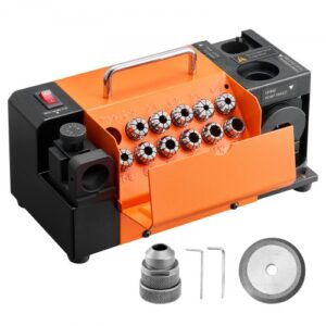 VEVOR Afilador de Brocas MR-13D de 3 a 13 mm, con Ángulo de Alivio de Labio Ajustable, Labio de Corte Frontal y Ángulo de Punta 95° a 135°, 4600 RPM, 11 Pinzas y Muela de CBN, 290 x 140 x 160 mm