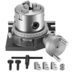VEVOR Mesa giratoria para fresadoras, mesa giratoria de fresado de precisión horizontal vertical de 100 mm, portabrocas de 3 mordazas de 80 mm tuercas en T M10 para indexación de ingeniería de fresado