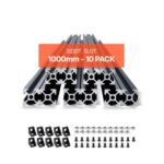 VEVOR 10 Piezas Perfiles de Extrusión de Aluminio 2020 con Ranura en T de 1000 mm, Riel Lineal Anodizado de Alta Resistencia para Impresora 3D, Máquina CNC (DIY), Grabado Láser, Color Negro