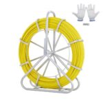 VEVOR Cinta de Fibra de Vidrio Cable de 150 m Diámetro de 7,9 mm Aguja Extractora de Cable Eléctrico Carrete de Conducto Soporte de Acero 3 Cabezas Extractoras para Conducto No Conductor de Pared
