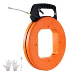 VEVOR Cinta de Pesca de 30,5 m, Diámetro de 4,23 mm, Extractor de Cables de Fibra de Vidrio con Carcasa y Mango, Herramienta Extractora de Cables para Paredes y Conductos Eléctricos, no Conductor