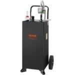 VEVOR Carro de gasolina Tanque de combustible 30 galones con ruedas bomba de transferencia manual contenedor de combustible diesel de gasolina para autos cortadoras de césped, vehículos, barcos, negro