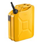 VEVOR Bidón de Gasolina de 20 L, Tanque de Combustible de Metal y PP con Pico y Asa, Caudal Máximo de 6 L/min, a Prueba de Fugas, para la Mayoría de Autos, Motocicletas, ATV, UTV, Amarillo, 1 Pieza