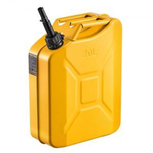 VEVOR Bidón de Gasolina de 20 L, Tanque de Combustible de Metal y PP con Pico y Asa, Caudal Máximo de 6 L/min, a Prueba de Fugas, para la Mayoría de Autos, Motocicletas, ATV, UTV, Amarillo, 1 Pieza