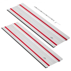 VEVOR Riel Guía para Sierra de Mesa, Rango de Corte de 139,7 cm, Incluye 2 Rieles Guía de Aluminio Extruido de 698,5 mm y 1 Conector, para Makita, Festool y WEN, para Proyectos de Carpintería