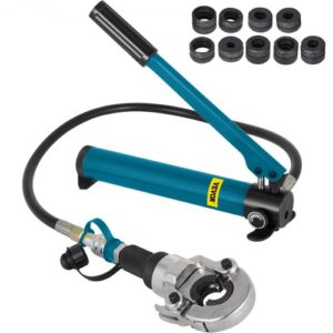 VEVOR Alicate Hidráulica con 9 Matrices Extraíbles, Giratorio 360 °, Separador de Alicates con Fuerza de Presión 6 T, Crimpadora Hidráulica Apta para Racores en Forma de V/TH de 12-28 mm / 16-32 mm