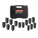 VEVOR 14 PCS Kit de Dados de Impacto de Tuercas de Eje con Estuche de Almacenamiento Kit de Dados para Tuercas de Eje Métricos de 6+12 Puntas con Impulsión de 12,7 mm para Reparación de Automóviles