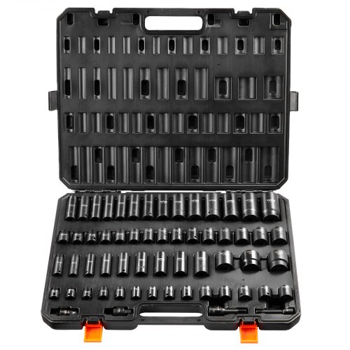 VEVOR Juego de Vasos de Impacto 1/2" 3/8" Juego de Vasos de Impacto Métricos 59 piezas 6-32 mm Acero de Aleación CR-Mo 6 Puntos Marcas de Tamaño Fáciles de Leer para Reparación de Automóviles