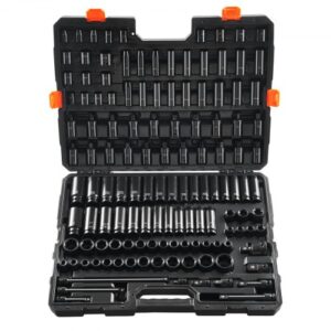 VEVOR Juego de Vasos de Impacto 9,5mm y 12,7 mm Juego de Vasos de Impacto Métricos 130 piezas Acero de Aleación CR-Mo 6 Puntos Marcas de Tamaño Fáciles de Leer para Reparación de Automóviles, Taller