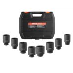 VEVOR Juego de Dados de Impacto para Tuercas de Eje con Estuche de Almacenamiento, Juego de Dados para Tuercas de Eje Métricos de 12 Puntas y 12,7 mm de Profundidad para Reparación de Automóviles