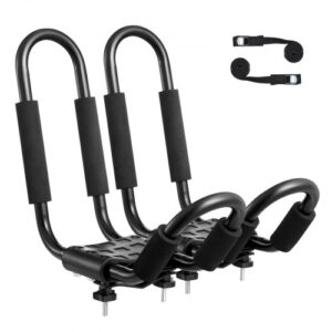 Portaequipajes para Kayak 1 Par Portaequipajes de Acero de Aleación Portaequipajes con Barra en J para Tabla de Surf, Canoa, SUP, Tabla de Esquí, Montaje en Automóvil, SUV, Camión, Kayak, Viaje