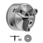 VEVOR Mandril de Torno de 3 Mordazas Diámetro Exterior de 160 mm Autocentrante con Placa de Soporte Roscada, Rango de Sujeción de 3-145 mm con Tornillos de Llave en T para Torno de Madera y Metal