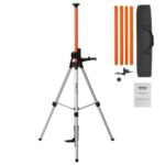 Trípode de nivel láser VEVOR, montaje de rosca de 1/4"-20 y 5/8"-11, ajuste de altura de 40,94 a 133,85 pulgadas con burbuja de nivel y soporte resistente, poste extensible, trípode de aluminio liviano para escáner láser
