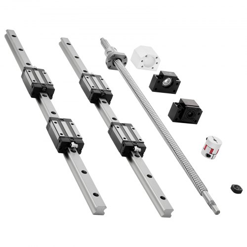 VEVOR Kit de Riel de Guía Lineal HGR20 2 Rieles 6000 mm, 1 Husillo de Bolas y 4 Bloques Deslizantes, con Soporte de Extremo BF12/BK12 y Carcasa de Tuerca, para Fresadoras CNC de Bricolaje, Tornos