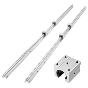 VEVOR Kit de Riel de Guía Lineal SBR20 2 Rieles Longitud de 2000 mm con 4 Bloques Deslizantes con Cojinetes, Eje con Soporte Completo, para Máquinas de Corte, Rectificado, Fresadora, Taladrado