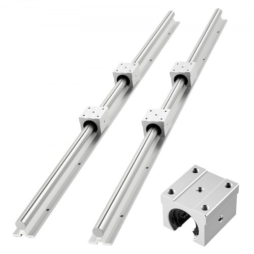 VEVOR Kit de Riel de Guía Lineal SBR25 2 Rieles Longitud de 1200 mm con 4 Bloques Deslizantes con Cojinetes, Eje con Soporte Completo, para Máquinas de Corte, Rectificado, Fresadora, Taladrado