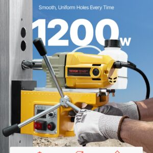 VEVOR 1200 W Taladro Magnético, Taladro de Columna Magnético Eléctrico de 12500 N con 2 Brocas de Perforación