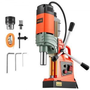 VEVOR 1350 W Taladro de Columna Magnético, Diámetro de Perforación de 50 mm, Potencia de 12500 N, Velocidad Ajustable de 0 a 800 RPM, con Vástago Weldon, para Superficies Metálicas, Industria