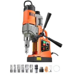 VEVOR 1450 W Taladro Magnético, Taladro de Columna Magnético Portátil de 12800 N con 6 Brocas de Perforación, Diámetro de Perforación de 50 mm, Velocidad Variable para Mejoras para el Hogar