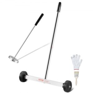 VEVOR Barredora magnética de 15 pulgadas con ruedas, capacidad de 8 libras, con herramienta de recogida magnética telescópica, mango ajustable, barredora de recogida magnética para recoger clavos y tornillos, para taller, garaje, patio